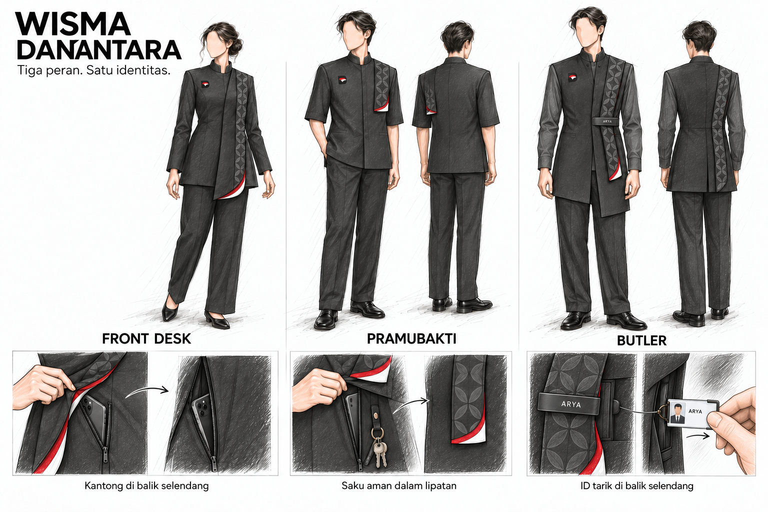 Arsip studi Front Desk, Pramubakti dan Butler berdampingan